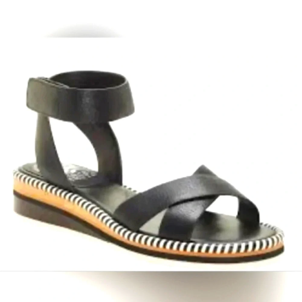 Vince Camuto Moirina Black Strap Wedge Sandals - Picture 1 of 6